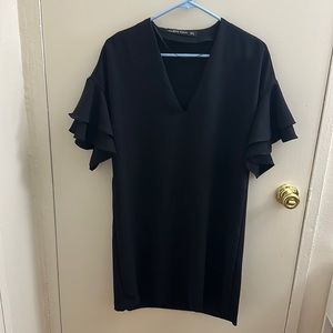 Zara Black dress with ruffle sleeves